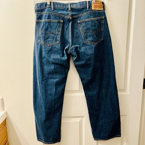Vintage Levi's 559 Relaxed Straight Jeans Dark Wash Blue Men's 38 X 32 Batwing - Picture 2 of 12